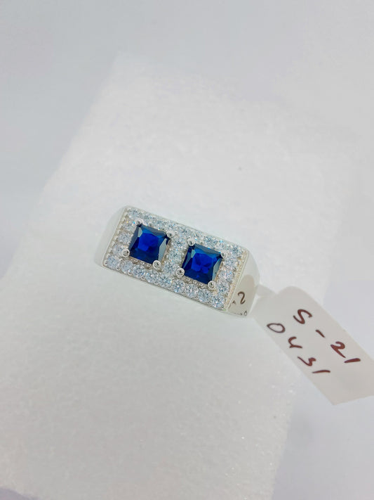 CZ Sappire blue stone 925 Men_s ring size 21