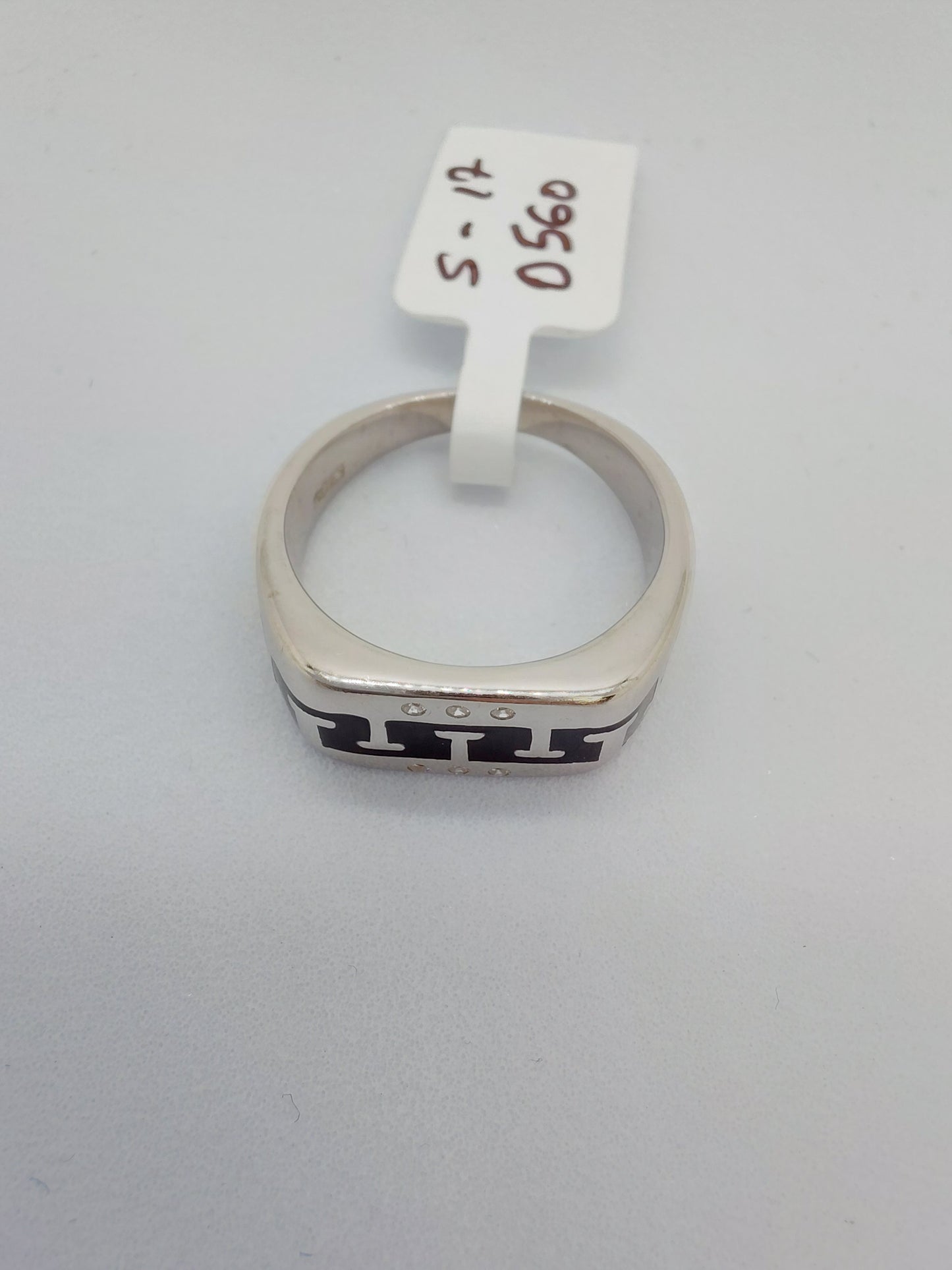 Black enamel cz stone 925 Men_s ring size 17