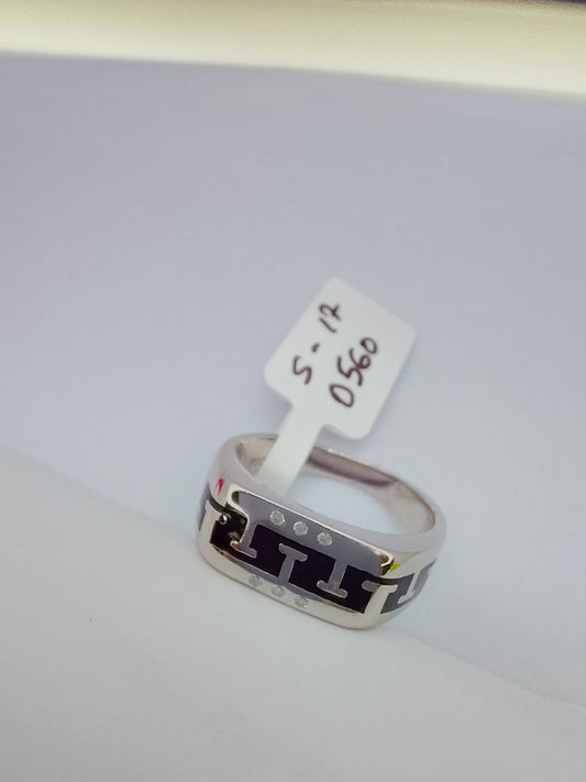Black enamel cz stone 925 Men_s ring size 17