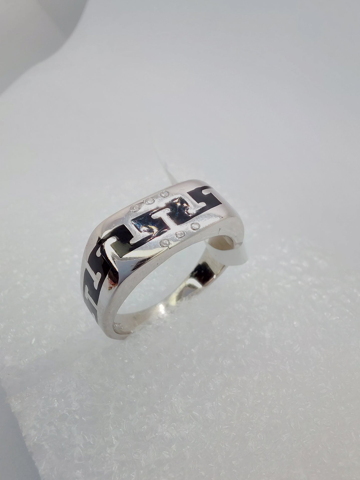 Black enamel cz stone 925 Men_s ring size 17