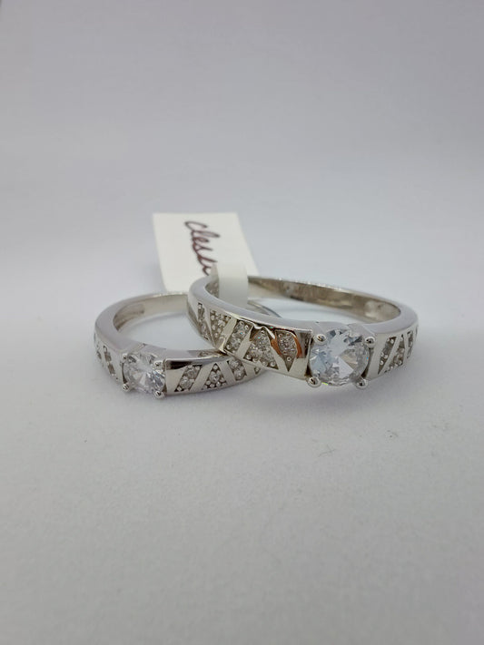 White CZ stone 925 couple rings