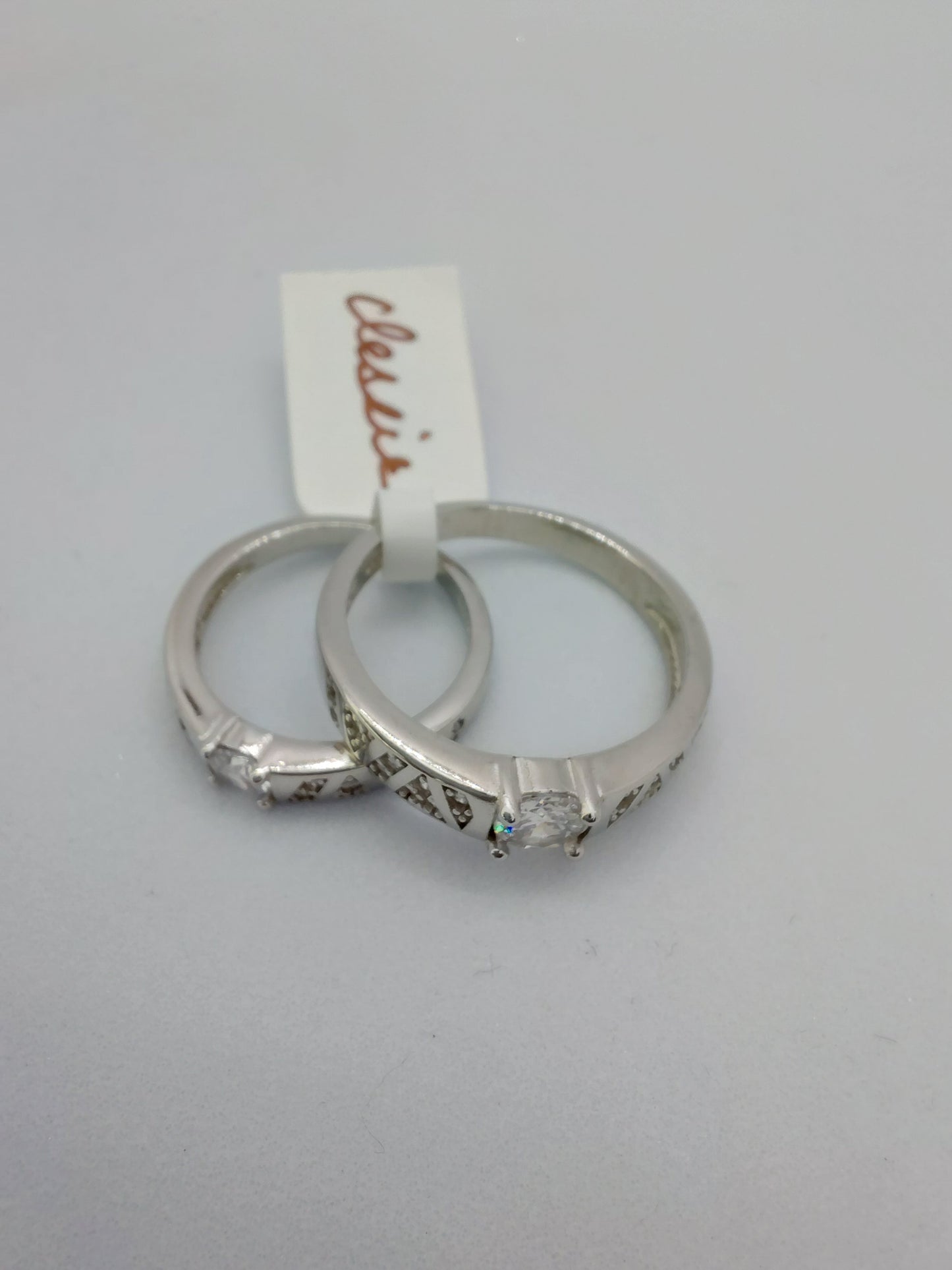 White CZ stone 925 couple rings