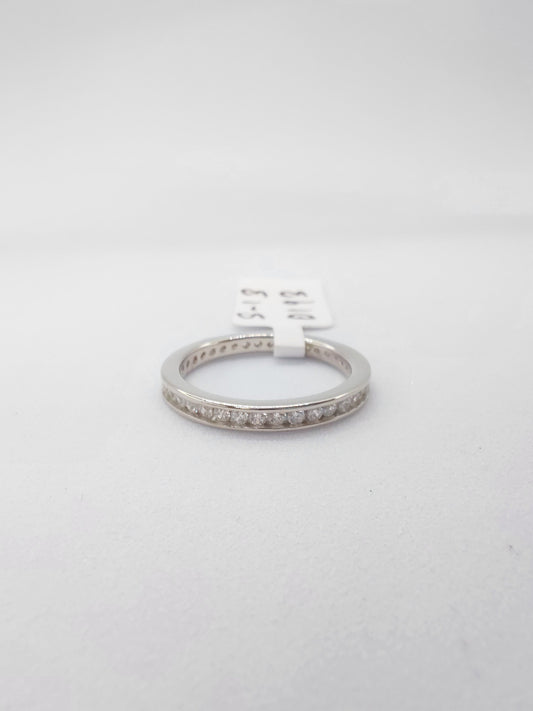 925 White cz stone band ring