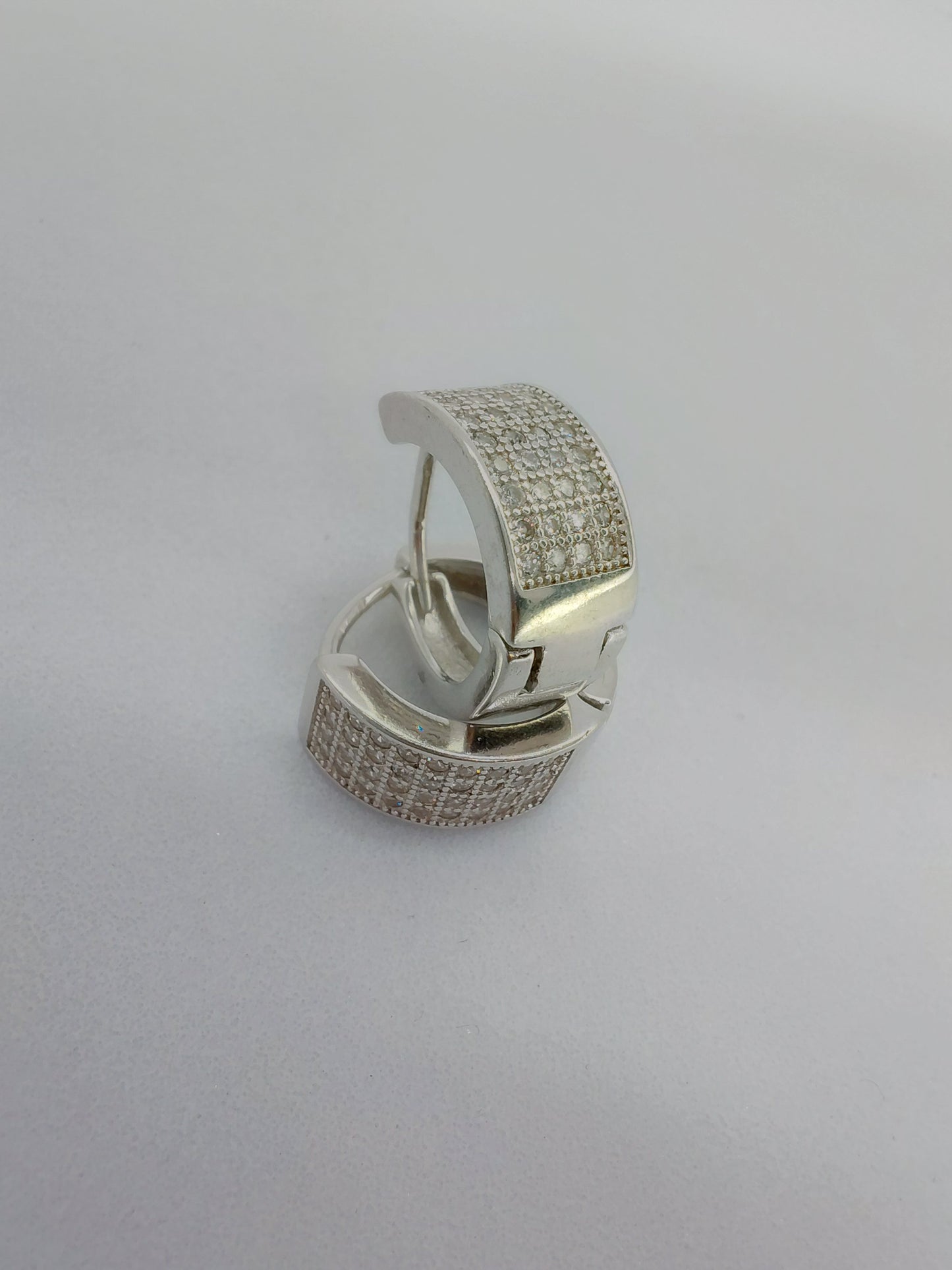 White cz stone hoop earrings