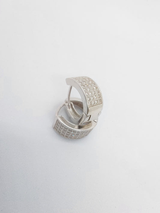 White cz stone hoop earrings