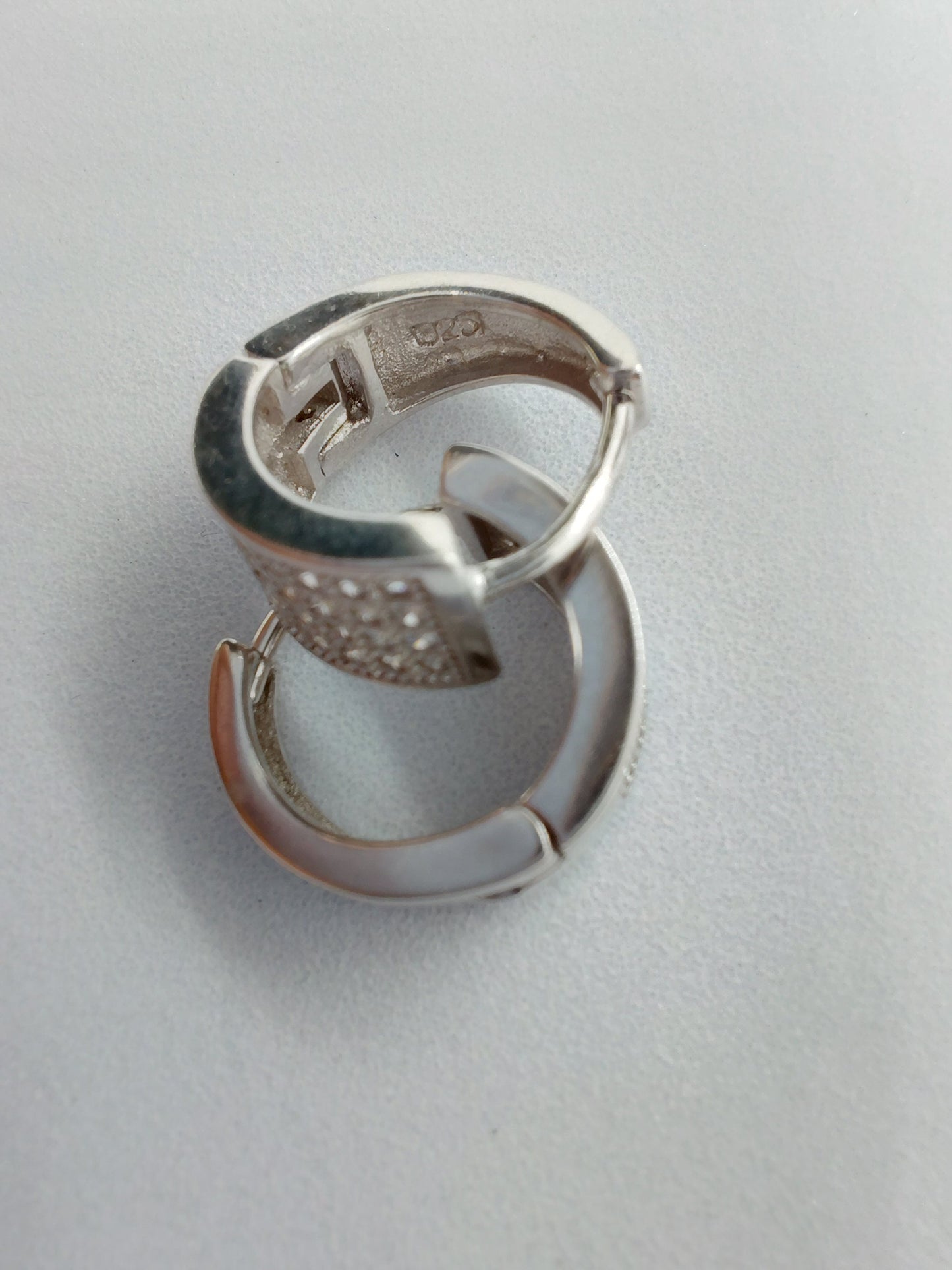 White cz stone hoop earrings