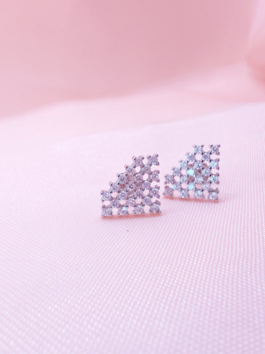 White cz stone diamond shaped 925 studs