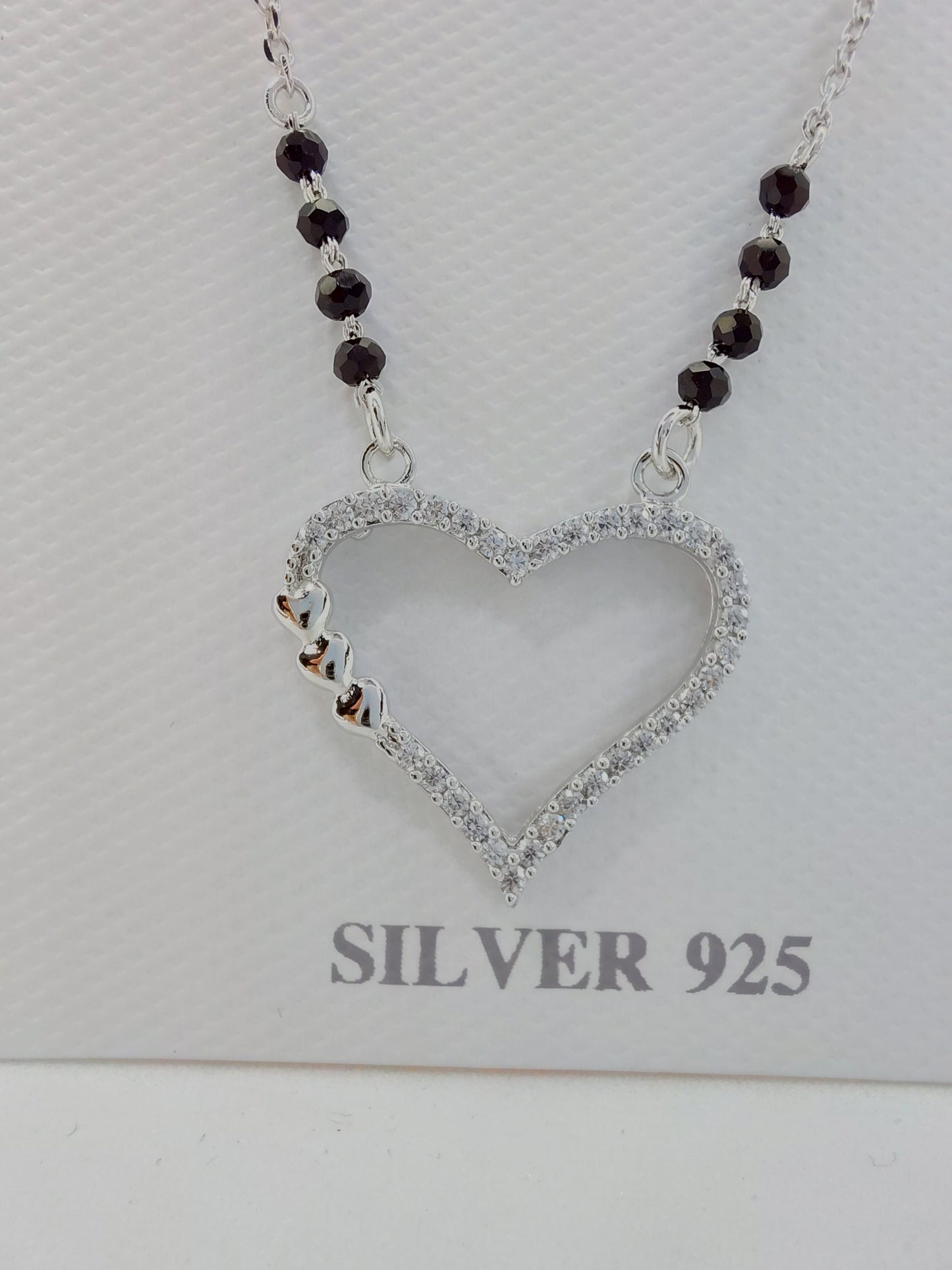 Heart shaped White stone 925 mangalsutra