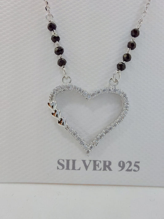 Heart shaped White stone 925 mangalsutra