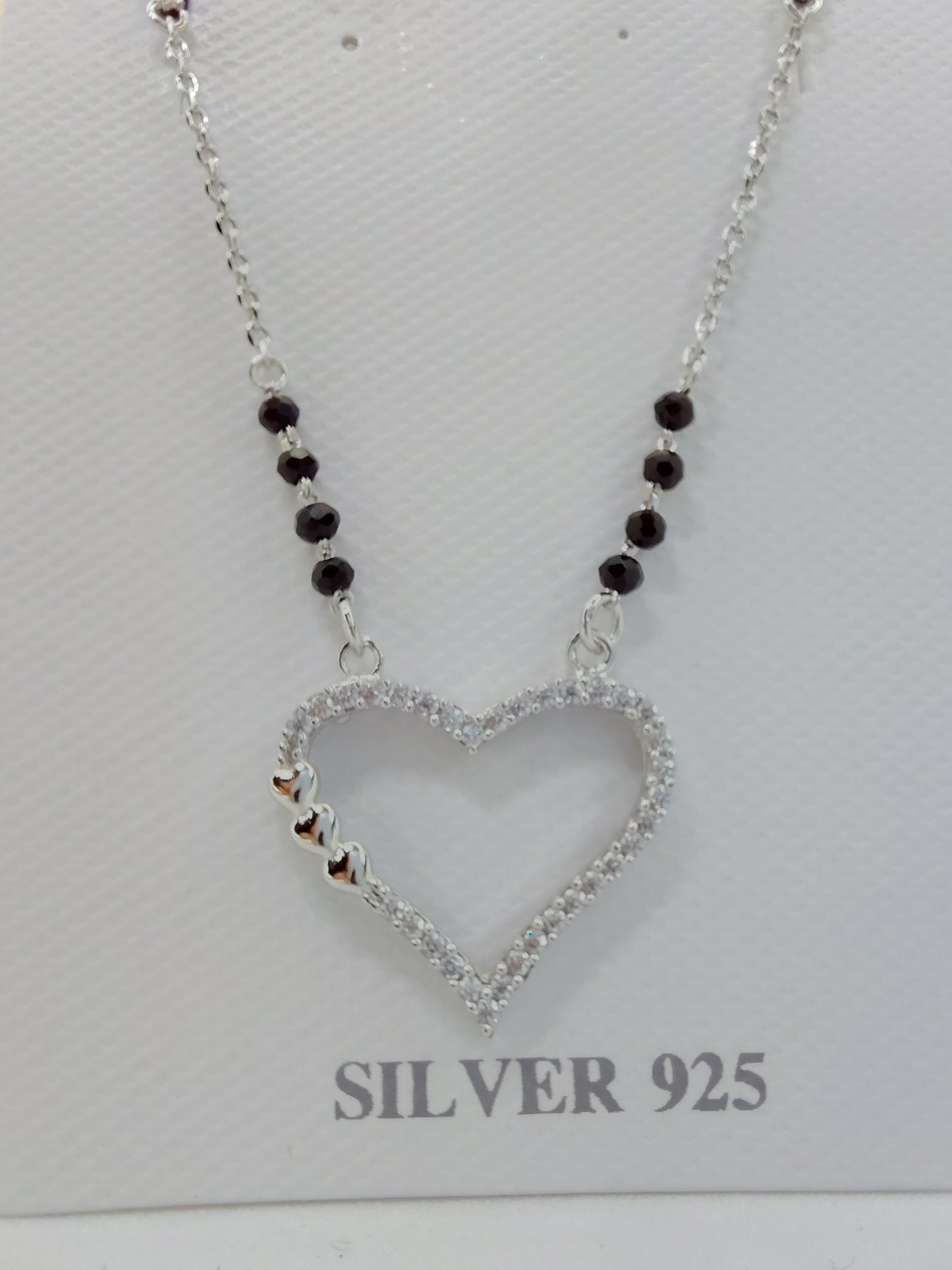 Heart shaped White stone 925 mangalsutra