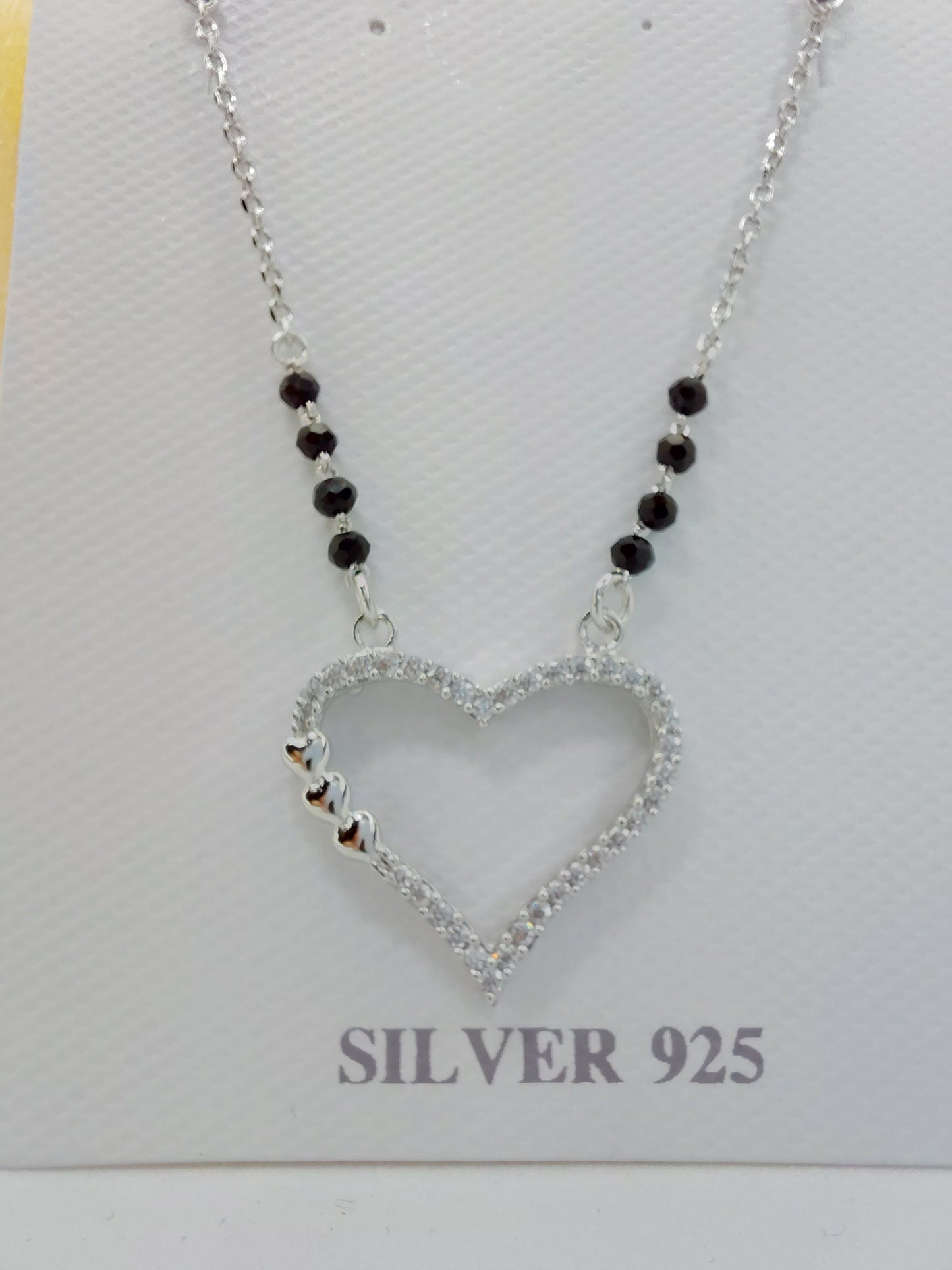 Heart shaped White stone 925 mangalsutra