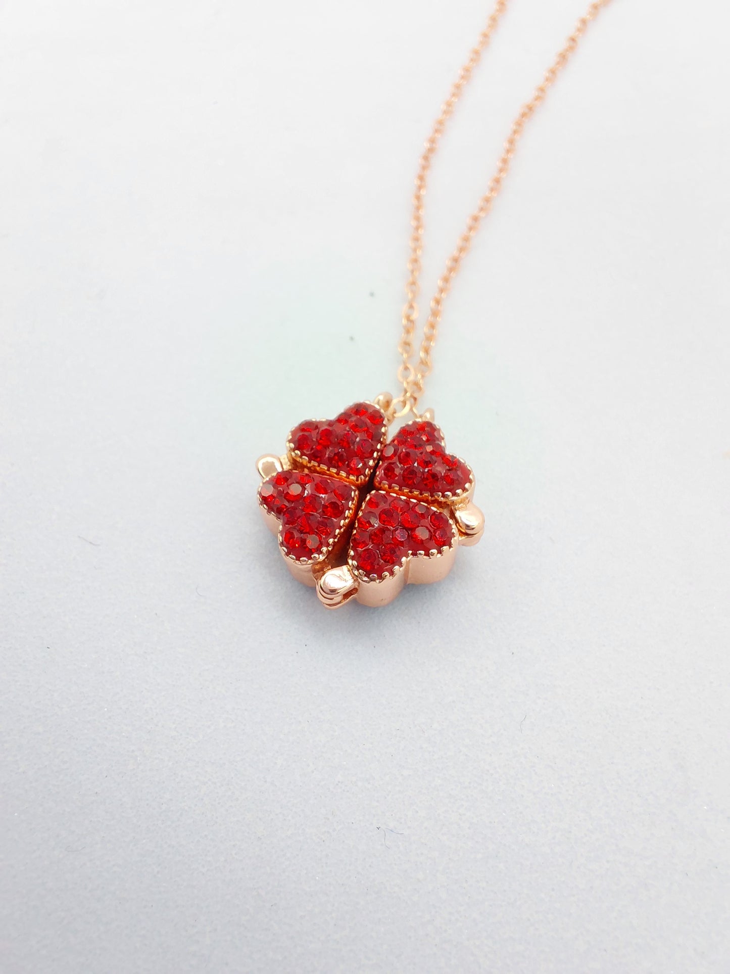 Red blue flower 2 in 1 design magnetic silver necklace 925