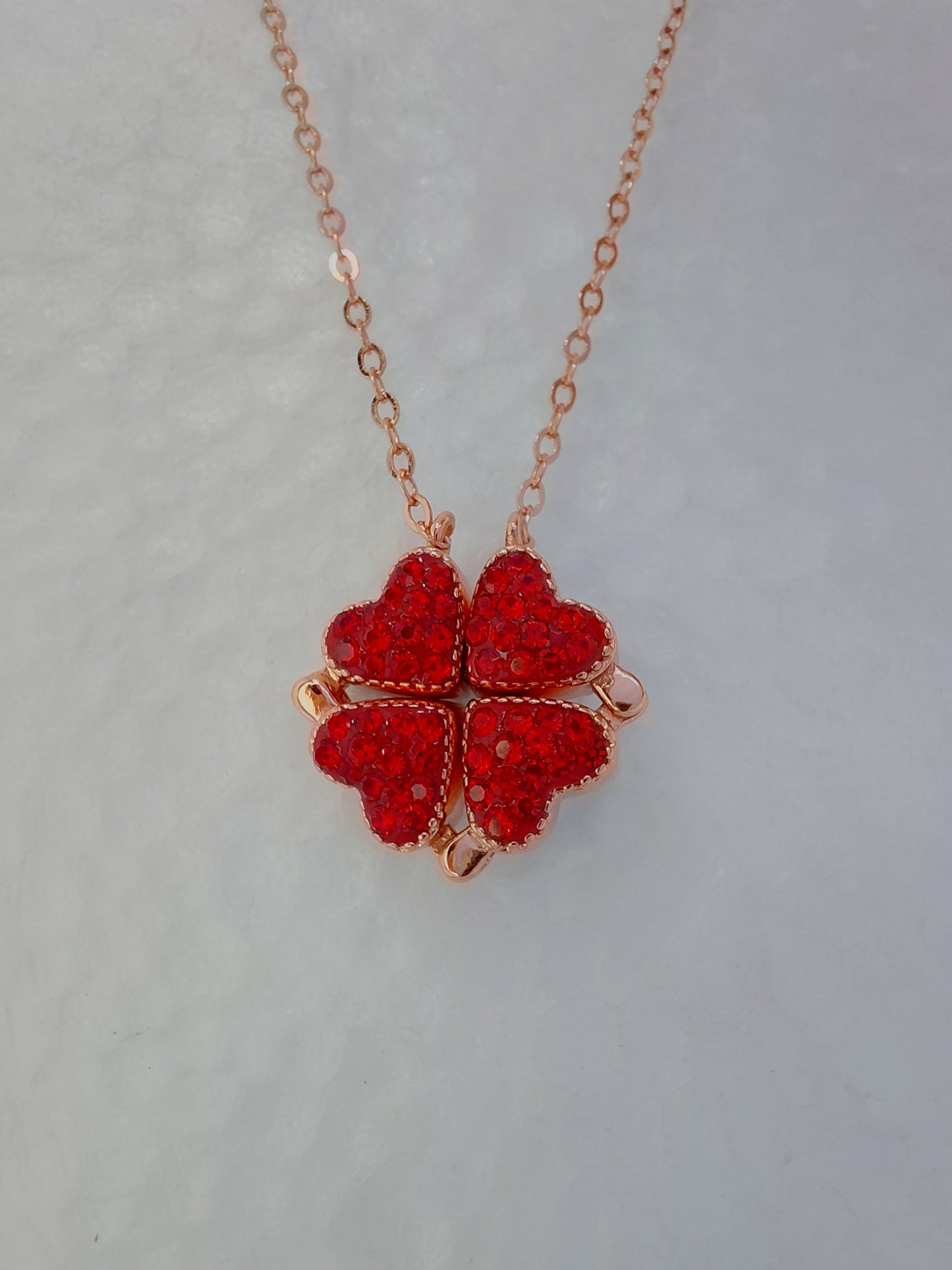 Red blue flower 2 in 1 design magnetic silver necklace 925