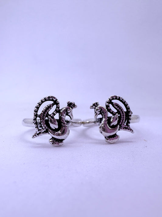 Oxidised peacock 925 toe rings