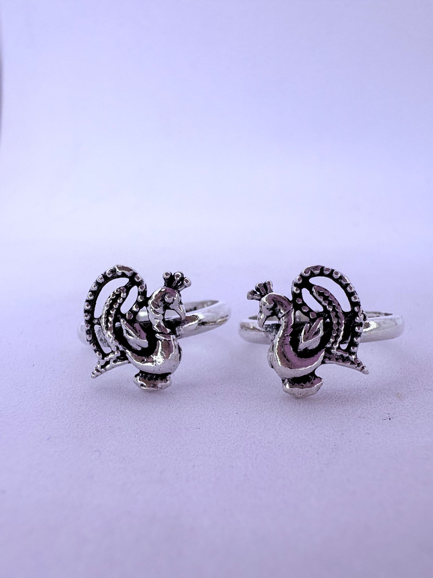 Oxidised peacock 925 toe rings