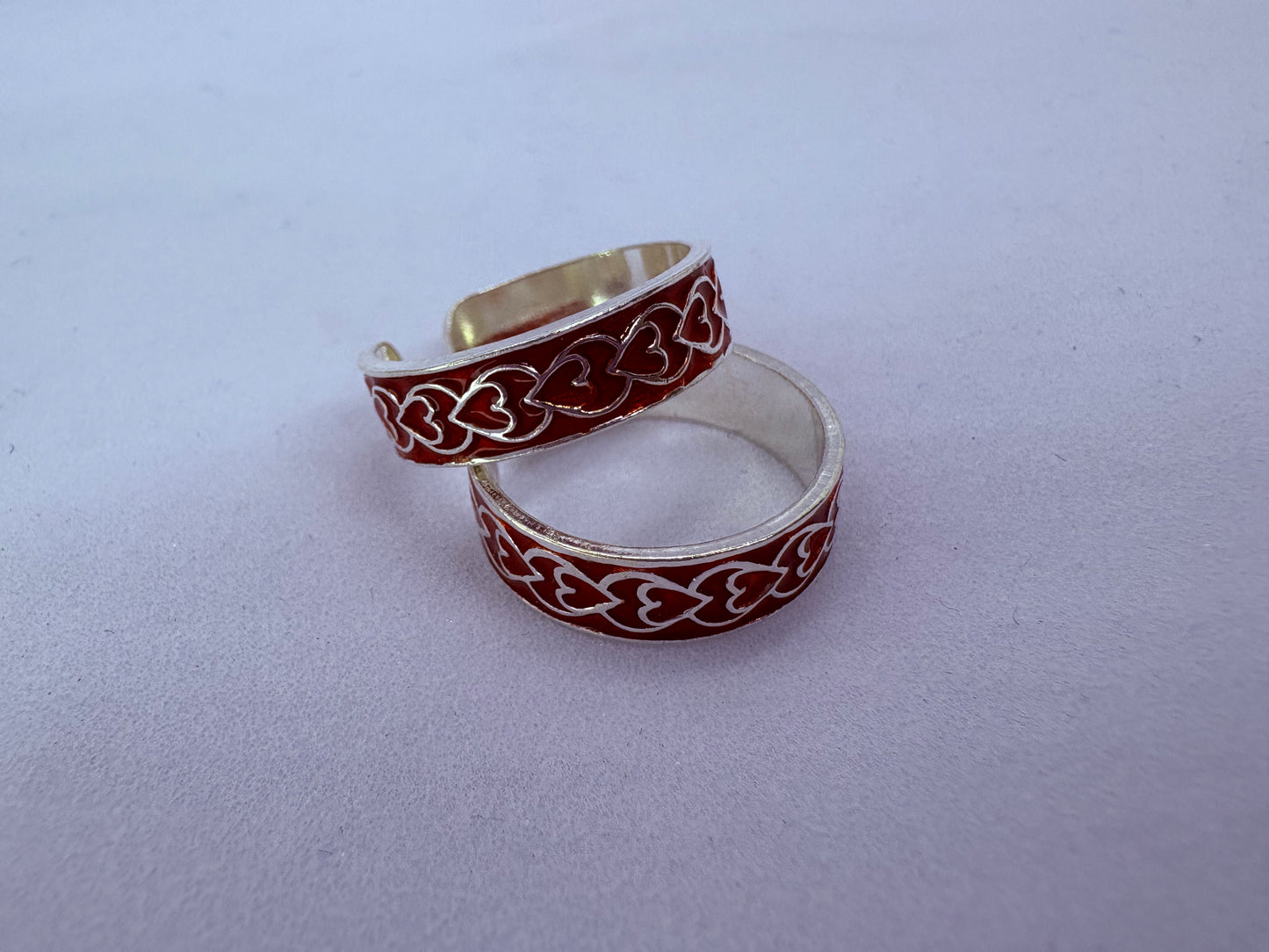 Red Hearts 925 Toe Rings