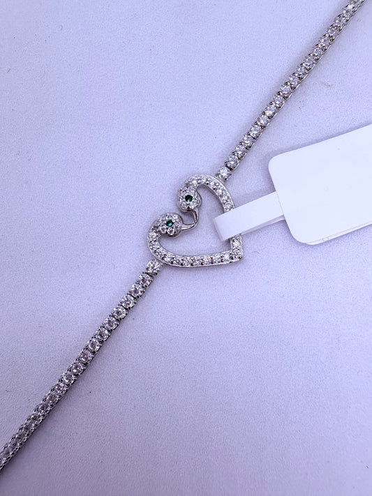 Emerald eyed swan 925 bracelet