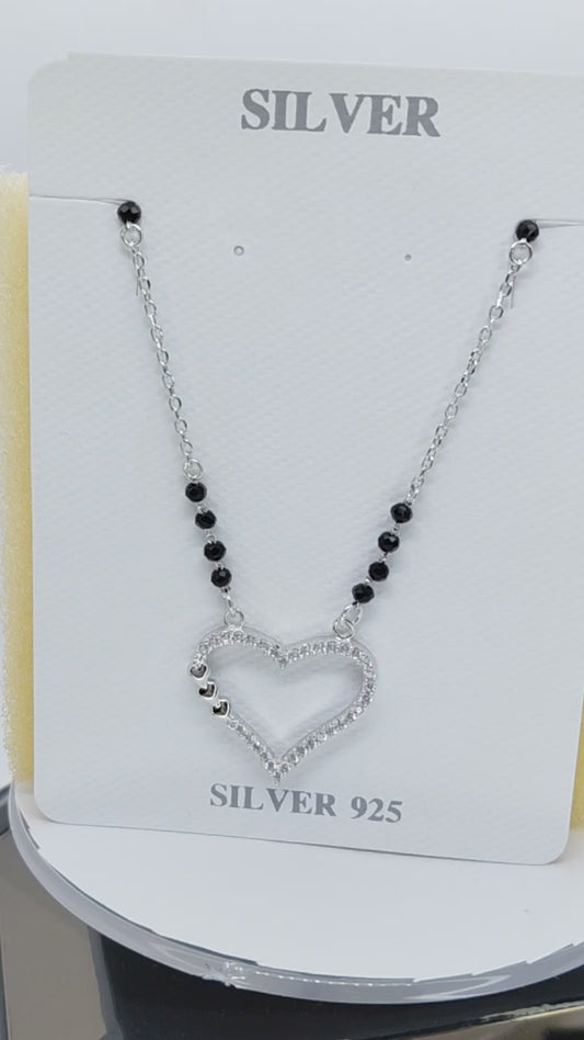 Heart shaped White stone 925 mangalsutra
