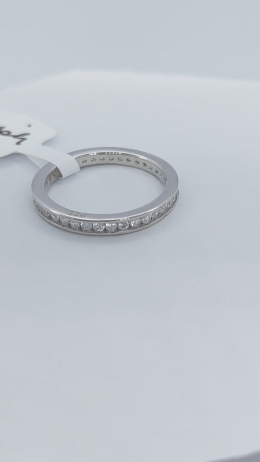 925 White cz stone band ring