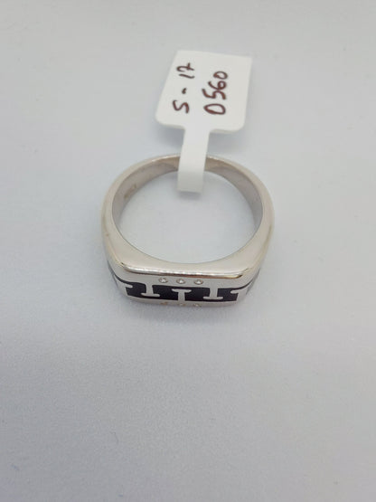 Black enamel cz stone 925 Men_s ring size 17