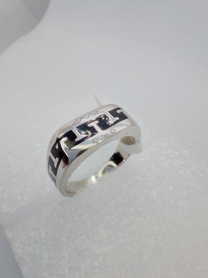 Black enamel cz stone 925 Men_s ring size 17