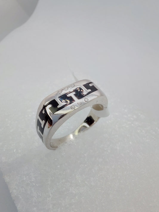 Black enamel cz stone 925 Men_s ring size 17