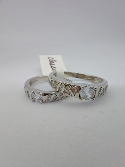 White CZ stone 925 couple rings