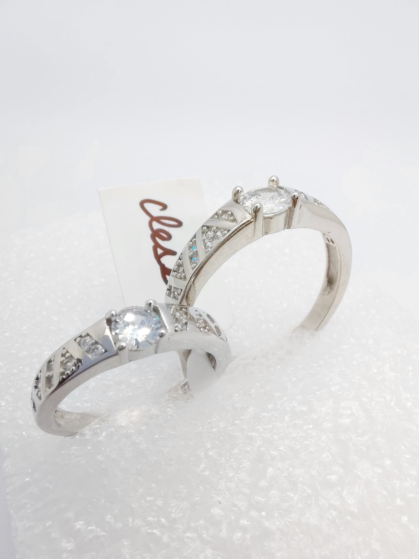 White CZ stone 925 couple rings