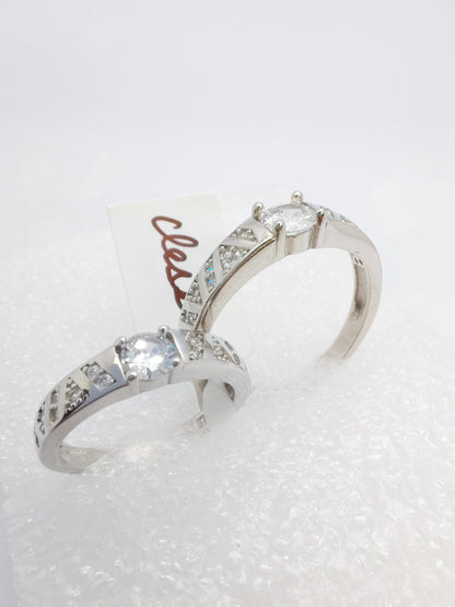 White CZ stone 925 couple rings