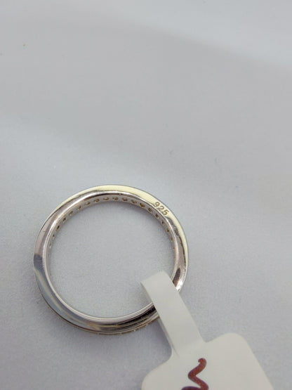 925 White cz stone band ring