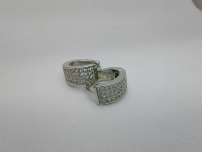 White cz stone hoop earrings