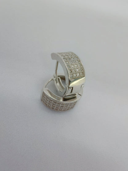 White cz stone hoop earrings