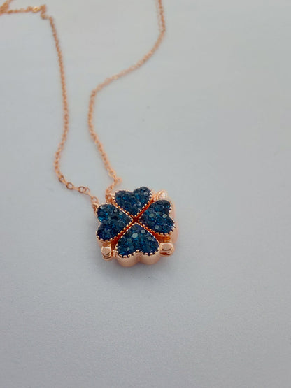 Red blue flower 2 in 1 design magnetic silver necklace 925