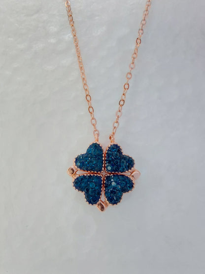 Red blue flower 2 in 1 design magnetic silver necklace 925