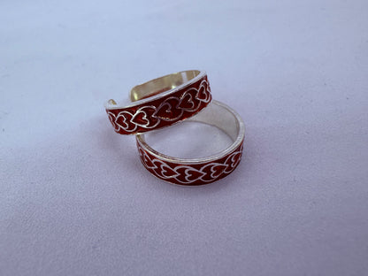 Red Hearts 925 Toe Rings