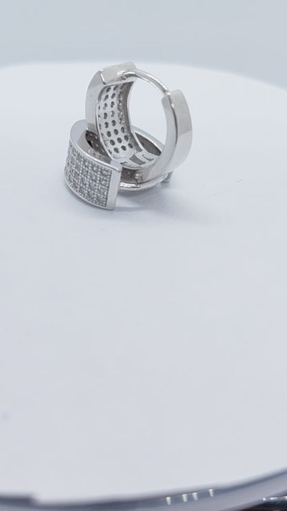 White cz stone hoop earrings
