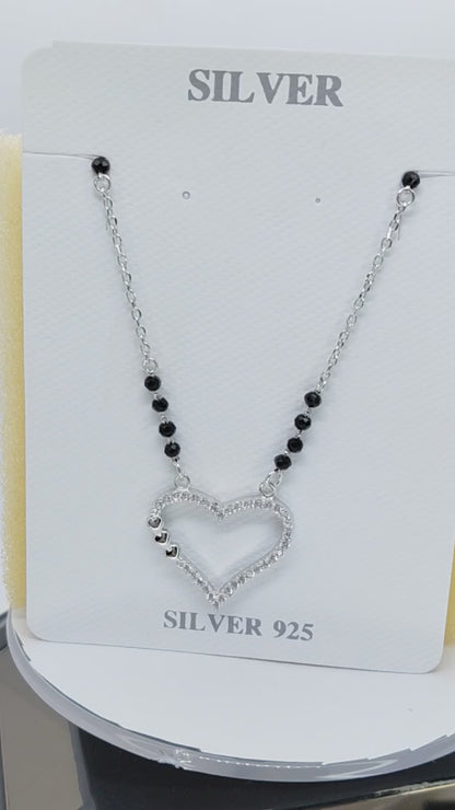 Heart shaped White stone 925 mangalsutra
