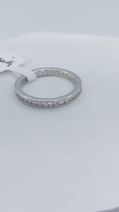 925 White cz stone band ring