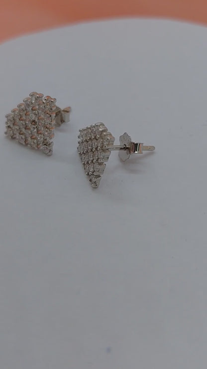 White cz stone diamond shaped 925 studs